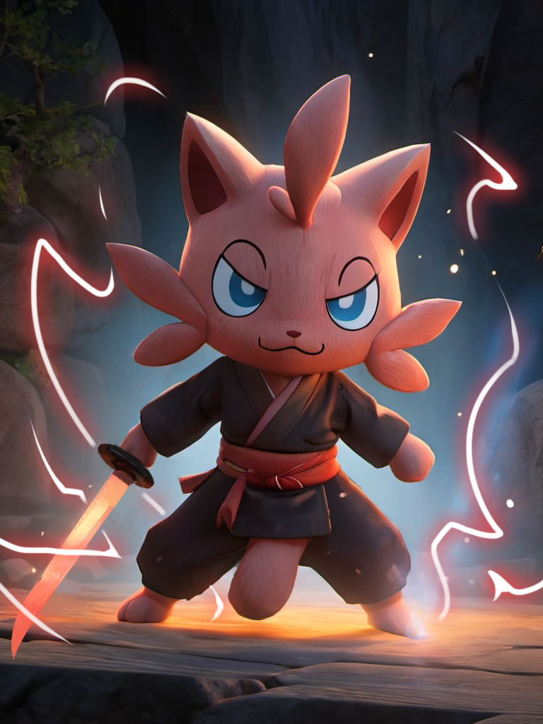 04007-195640838-masterpiece, best quality,  palworld-cat, upper body, _holding sword, japanese clothes, embers, glowing, hakama, Jump up and swi.png